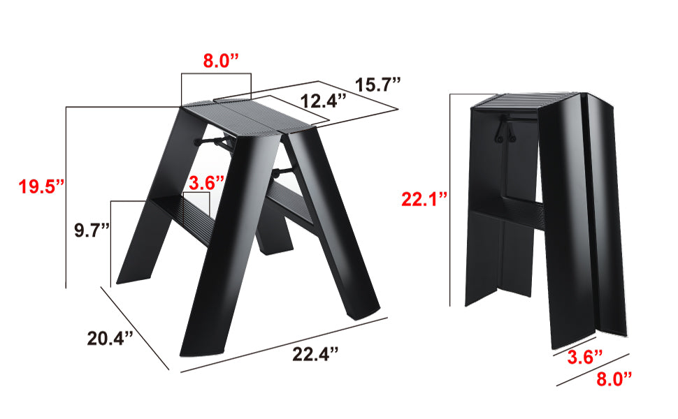 lucano wide step ladder 2-step WHITE