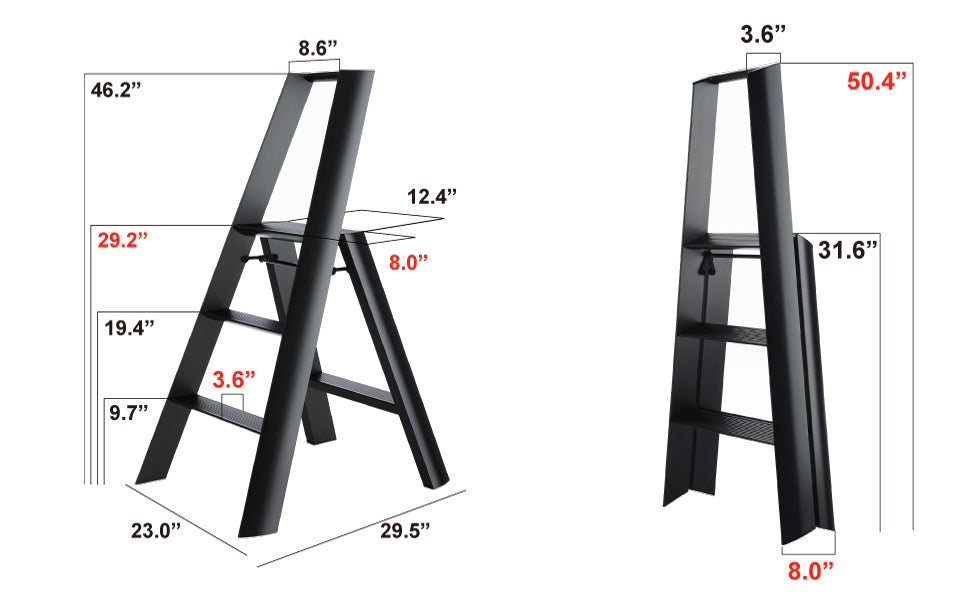 lucano wide step ladder 3-step WHITE