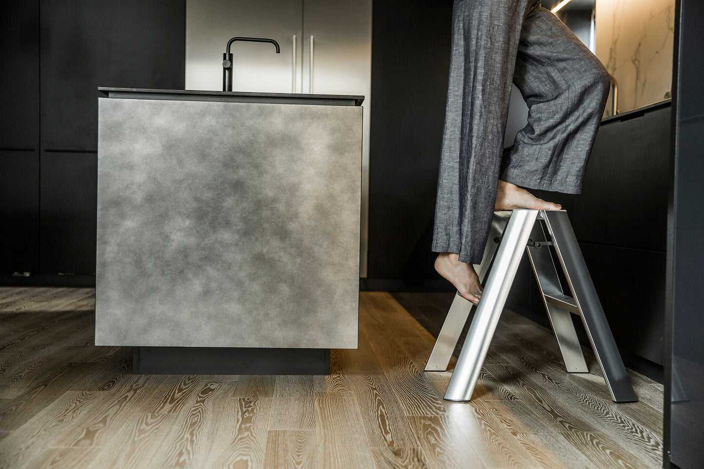 lucano premium step ladder 2-step SILVER