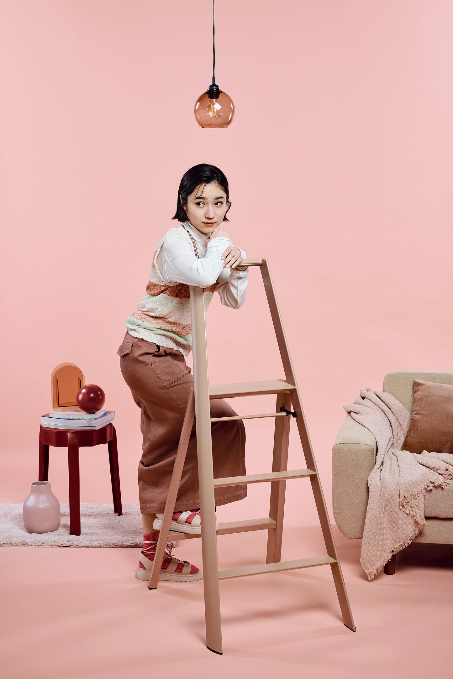 lucano step ladder 3-step PEACH BROWN