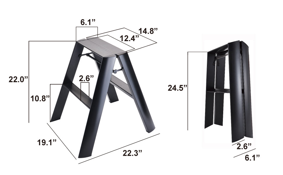 lucano step ladder 2-step CRYSTAL GRAY